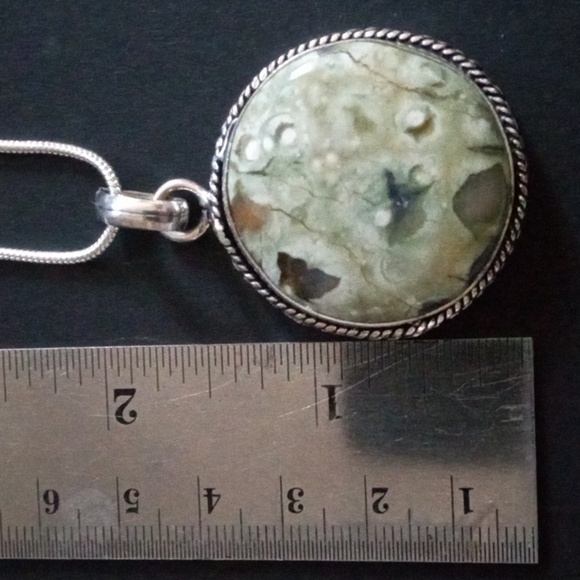 Forest Opal Rhyolite Pendant with Chain - Picture 2 of 4